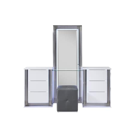 Global Furniture Usa Modern  High Gloss Ylime Smooth White Vanity Set 3869